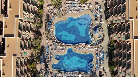 Arial View Hotel Complex With Pool Tenerife Spain Stock Footage 104407176