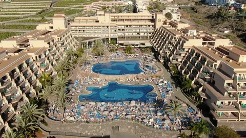 Arial View Hotel Complex With Pool Tenerife Spain Stock Footage 104407225