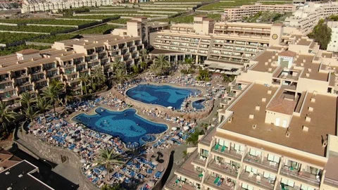Arial View Hotel Complex With Pool Tenerife Spain Stock Footage 104407285