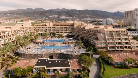 Arial View Hotel Complex Rocky Coastline Atlantic Ocean Mount Teide Tenerife Stock-Footage 104401503