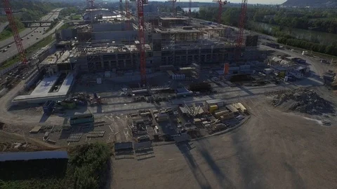 Arial view industrial construction site in Karlsruhe, Germany Video stock 120957644