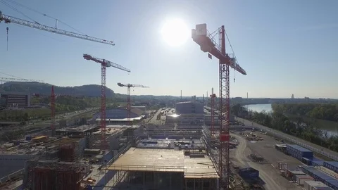 Arial view industrial construction site in Karlsruhe, Germany Video stock 120957731