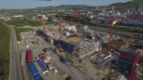 Arial view industrial construction site in Karlsruhe, Germany Video stock 120957924