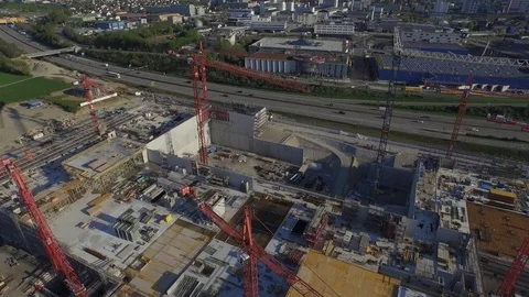Arial view industrial construction site in Karlsruhe, Germany Video stock 120958034