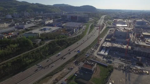 Arial view industrial construction site in Karlsruhe, Germany Video stock 120958137