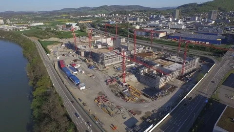 Arial view industrial construction site in Karlsruhe, Germany Video stock 120958622