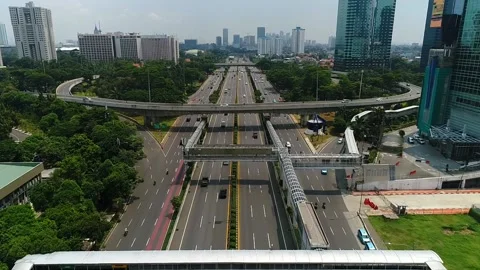 Arial view OF INTERCHANGE SEMANGGI AT CENTRAL JAKARTA, INDONESIA Video stock 160655239