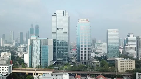 ARIAL VIEW OF MNC GROUP FROM KEBON SIRIH, JAKARTA Stock Footage 239383540