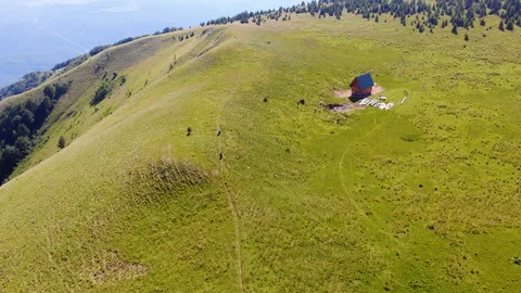 Arial view of the mountain Vranica and view in directon of city Gornji Vakuf Stock Footage 129524724