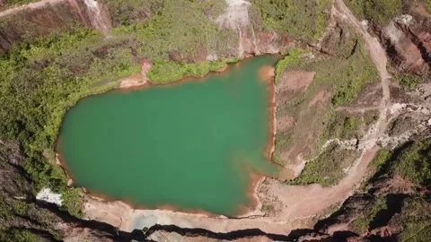 Arial view of Open Pit Nam Salu Geosite At senyubuk belitung Stock Footage 160985265