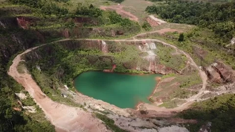 Arial view of Open Pit Nam Salu Geosite At senyubuk belitung Stock Footage 160985338