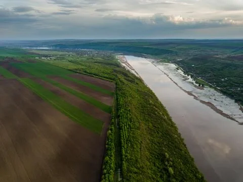 Arial view over the river Stock-Fotos