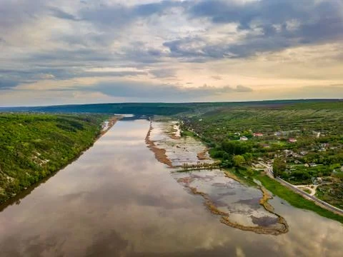 Arial view over the river Foto stock