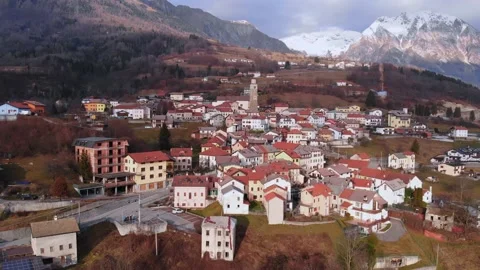 Arial view of Pieve D'Alpago Stock Footage 153625510