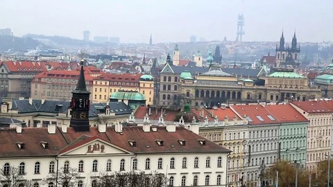Arial view of the Prague city Stock Footage 72516337