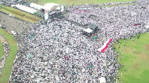 Arial VIEW Pro-Palestine In MONAS, JAKARTA, INDONESIA. Stock Footage 255214219