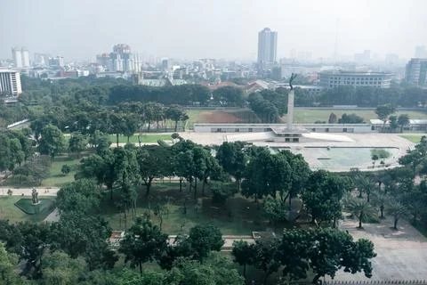 Arial view of public green space in Jakarta Stock Photos