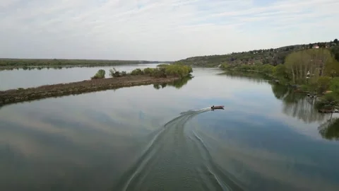 Arial view of river Danube Stock Footage 290455637
