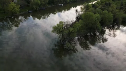 Arial view of river Danube Stock Footage 290455745