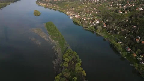 Arial view of river Danube Stock Footage 290456426