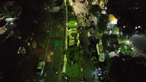 ARIAL VIEW ROAD OF KPU BULDING AT JAKARTA Stock Footage 269159455