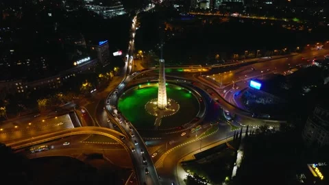 Arial view of road traffic, multilevel junction highway in Tbilisi, Georgia. Stock Footage 220125466