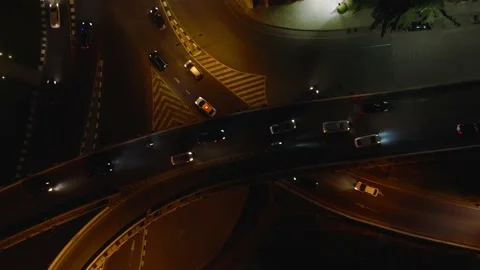 Arial view of road traffic, multilevel junction highway. Tbilisi, Georgia. 库存影片 220126419