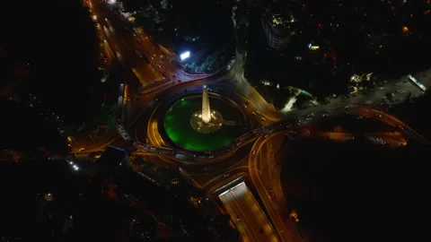 Arial view of road traffic, multilevel junction highway, Tbilisi, Georgia. Stockbeeldmateriaal 220127395