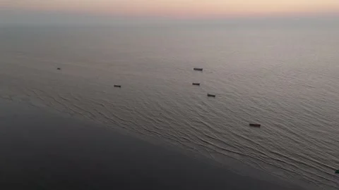 Arial view of sea cost at evening time. Stock Footage 258466474