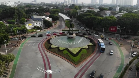 ARIAL VIEW OF SENAYAN CIRCLE AT SOUTH JAKARTA, INDONESIA Stock Footage 160230454