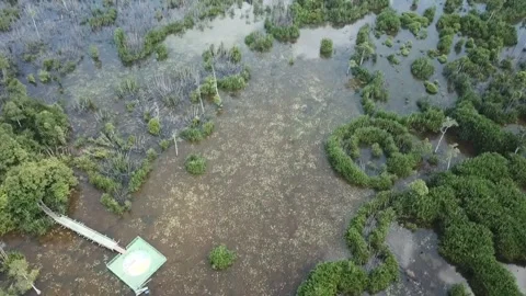 Arial view of TEBAT RASAU Landscape IN LINTANG VILLAGE, EAST Belitung Stock Footage 160985195
