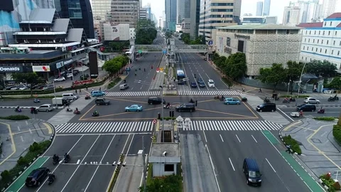 ARIAL VIEW OF THAMRIN ROAD NEAR SARINAH, CENTRAL JAKARTA Video stock 160653776