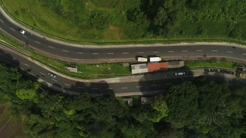 ARIAL VIEW OF TRAFFIC IN GENTONG CIRCLE, TASIKMALAYA, INDONESIA Stock Footage 239469669