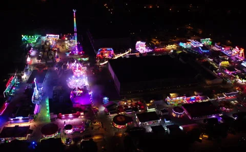Arial view view of a luna park, carousel Stock Footage 218566802