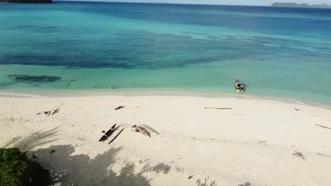 Arial View of a White Sandy beach Stock Footage 324571942