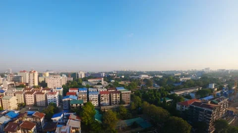 Arial Yangon Morning time-lapse, Yangon, Myanmar, 4K Stock Footage