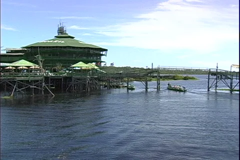 Ariau Lodge & Boat-pan Stock Footage