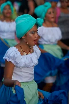 Arica, Chile - January 24, 2016: Dancers of Africa descent Stock Photos