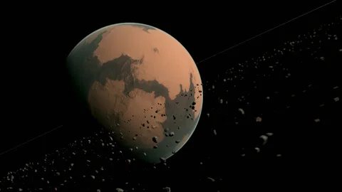 Arid Alien Planet with Ring Stock Footage 171420720