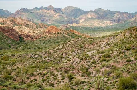 Arid Desert Landscape of the Apache Trail Stock Photos