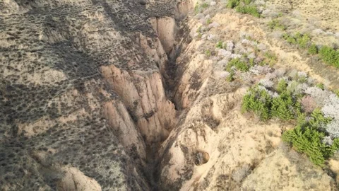 The arid Loess Plateau in Shanxi, China Stock Footage 242501136