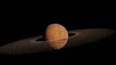 Arid Planet with Ring System Stock Footage 220635984