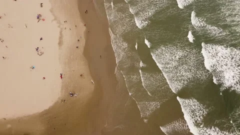 Ariel Pan of Beach Stock Footage 213055566