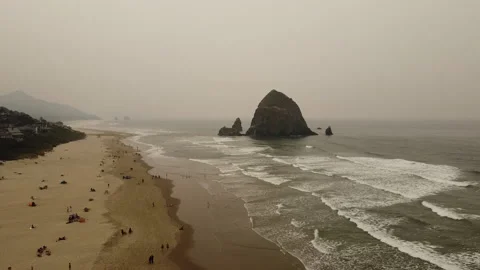 Ariel Shot of Beach Stock Footage 213056587