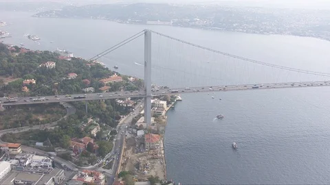 An ariel shot of the Bosphorus Bridge Stock Footage 129809696
