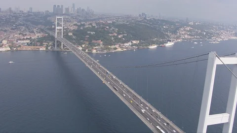 An ariel shot of the Bosphorus Bridge Stock Footage 129809762