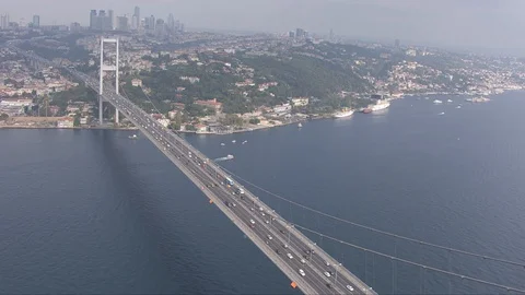 An ariel shot of the Bosphorus Bridge Stock Footage 129809788