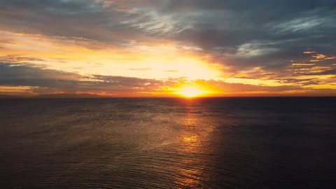 Ariel sunset over pacific ocean Video stock 149283488