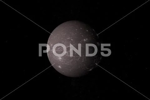 Ariel, Uranus moon, in the outer space. 3d render Stock Illustration