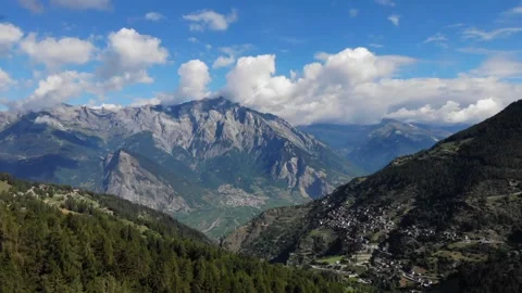 Ariel view of alps mountain in Switzerland during summer Stock Footage
